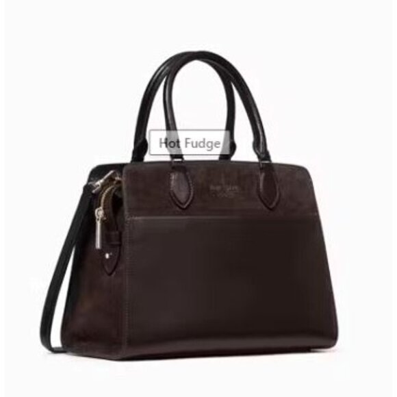 Kate Spade Womens Dark Brown Suede Madison Medium Satchel Handbag New - Picture 4 of 12